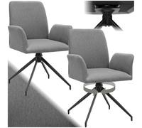 tectake® Chaise de Bureau rembourrée, Lot de 2, Pivotante à 360°, Max 150kg | 55,5 x 58 x 87 cm, Mousse Haute densité, Pieds en acier laqué stables, Patins en plastique réglables en hauteur, Anthracite