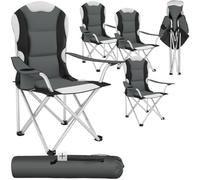 FAUTEUIL DE CAMPING - TECTAKE - Lot de 4 Chaises de Camping pliables avec Porte Gobelet et Housse Sac de Transport - Gris