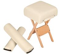 tectake® Lot de Tabouret & 2 Coussin de massage de Table de Massage pour Massage cervicales et cou Massage nuque Massage genoux Massage dos Massage pieds Coussin de positionnement Rouleau de massage