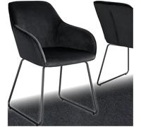 TecTake® Chaise de Salle à Manger Ergonomique Fauteuil Salon Design scandinave Confortable, Aspect Velours, Pieds en métal Noir, pour Chambre, Chaise Coiffeuse, Fauteuil de Bureau