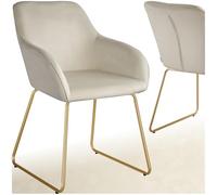 TecTake® Chaise de Salle à Manger Ergonomique Fauteuil Salon Design scandinave Confortable, Aspect Velours, Pieds en métal doré, pour Chambre, Chaise Coiffeuse, Fauteuil de Bureau