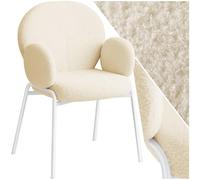 TecTake® Chaise de Salle à Manger Fauteuil Relax Confortable en Tissu Bouclette Fauteuil Scandinave Moelleux avec Accoudoirs pour Salon, Chambre, Coiffeuse, Allaitement, Chaise de Bureau