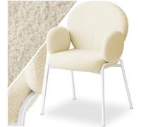 TecTake® Chaise de Salle à Manger Fauteuil Relax Confortable en Tissu Bouclette Fauteuil Scandinave Moelleux avec Accoudoirs pour Salon, Chambre, Coiffeuse, Allaitement, Chaise de Bureau