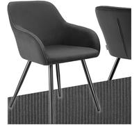 TecTake® Chaise de Salle à Manger Moderne Rembourrée Velours Côtelé Fauteuil Salon Pieds en Acier Élégant Accoudoirs Coiffeuse Chambre