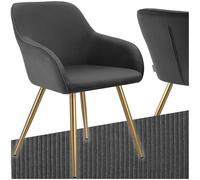 TecTake® Chaise de Salle à Manger Moderne Rembourrée Velours Côtelé Fauteuil Salon Pieds en Acier Élégant Accoudoirs Coiffeuse Chambre