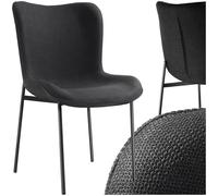 tectake® Chaise de Salle à Manger rembourrée, 54 x 62 x 90 cm, Tissu | Forme ergonomique, Dossier haut, Style scandinave, Pieds en acier élancés avec embouts protecteurs, Max. 120 kg, Noir/Noir