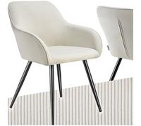 tectake® Chaise de Salle à Manger rembourrée Moderne Chaise Velours côtelé Fauteuil Salon Style Scandinave Pieds en Acier Élégant Fauteuil avec Accoudoirs, Chambre, Coiffeuse, Salon
