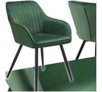tectake® Chaise de Salle à Manger rembourrée Moderne Chaise Velours Fauteuil Salon Style Scandinave Pieds en Acier Élégant Fauteuil Coiffeuse, Chambre, Salon, Cuisine, Dressing