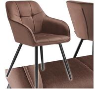 tectake® Chaise de Salle à Manger rembourrée Moderne Chaise Velours satiné Fauteuil Salon Fauteuil Scandinave Pieds en Acier Élégant Siège pour Coiffeuse, Chambre, Salon, Dressing