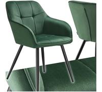 tectake® Chaise de Salle à Manger rembourrée Moderne Chaise Velours satiné Fauteuil Salon Fauteuil Scandinave Pieds en Acier Élégant Chaises pour Coiffeuse, Chambre, Salon, Dressing