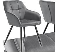 tectake® Chaise de Salle à Manger rembourrée Moderne Chaise Velours satiné Fauteuil Salon Fauteuil Scandinave Pieds en Acier Élégant Chaises pour Coiffeuse, Chambre, Salon, Dressing