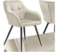 tectake® Chaise de Salle à Manger rembourrée Moderne Chaise Velours satiné Fauteuil Salon Fauteuil Scandinave Pieds en Acier Élégant Chaises pour Coiffeuse, Chambre, Salon, Dressing