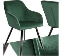 TecTake® Chaise de Salle à Manger rembourrée Moderne Fauteuil Salon Chaise Velours Chaise Scandinave Pieds en Acier Noir Élégant avec Accoudoirs Chaise Coiffeuse, Chambre, Salon, Bureau, Cabinet