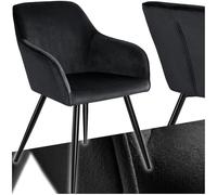 tectake® Chaise de Salle à Manger rembourrée Moderne Fauteuil Salon Chaise Velours Design Scandinave Pieds en Acier Noir Élégant avec Accoudoirs pour Coiffeuse, Chambre, Salon, Bureau, Cabinet