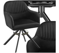 tectake® Chaise de Salle à Manger rembourrée, Pivotante à 360°, Velours | Dossier arrondi, Grande surface d'assise, 56 x 59 x 81 cm, Charge 120kg, Pieds fins en Acier, Patins antidérapants, Noir/Noir