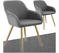 tectake Chaise - Ensemble de chaises de salle à manger - Chaise de salon rembourrée aspect corde/côte - Chaise design, chaise de salon - Capacité de charge jusqu'à 120 kg - Couleurs div (gris doré