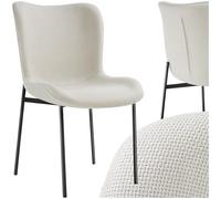 Chaise - TECTAKE - Fauteuil rembourrée TESSA avec revêtement en tissu et forme ergonomique - Blanc/Noir