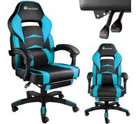 TecTake® Chaise Gaming Chaise de Bureau Fauteuil de Bureau Fauteuil pivotant Design avec Coussin Lombaire, Chaise Ergonomique, Fauteuil avec Accoudoirs, Roulette, Hauteur réglable, Teletravail