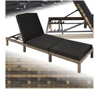 TecTake® Chaise Longue Bain de Soleil en Résine Tréssée Acier Résistant Dossier Inclinable sur 6 Positions Transat Salon de Jardin Exterieur Mobilier de Jardin Chaise Longue Piscine Plage