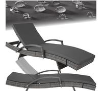 TecTake® Chaise Longue Bain de Soleil en Résine Tréssée Aluminium Résistant Dossier Inclinable sur 5 Positions, Transat Salon de Jardin Exterieur Mobilier de Jardin Chaise Longue Relax Plage