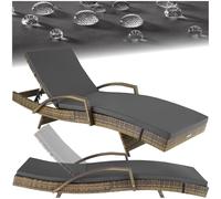 TecTake® Chaise Longue Bain de Soleil en Résine Tréssée Aluminium Résistant Dossier Inclinable sur 5 Positions, Transat Salon de Jardin Exterieur Mobilier de Jardin Chaise Longue Relax Plage