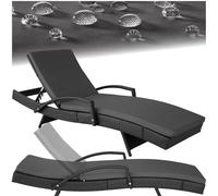 TecTake® Chaise Longue Bain de Soleil en Résine Tréssée Aluminium Résistant Dossier Inclinable sur 5 Positions, Transat Salon de Jardin Exterieur Mobilier de Jardin Chaise Longue Relax Plage
