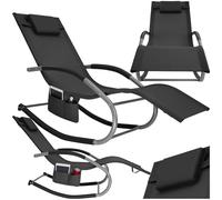 Chaise longue - TECTAKE - Fauteuil détente de jardin TAYA ergonomique avec fonction de balancement et accoudoirs incurvés - Noir