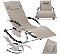 Chaise longue - TECTAKE - Fauteuil détente de jardin TAYA ergonomique avec fonction de balancement et accoudoirs incurvés - Beige