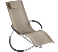 Bain de soleil ergonomique pliable avec fonction balancelle - TECTAKE - Paulina - Beige - 150 x 73 x 93 cm