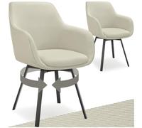 Chaise - TECTAKE - Lot de 2 fauteuils ALICON pivotants et rembourrés avec accoudoirs et dossier 57 x 59 x 88 cm - Gris/Beige