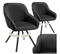 tectake® Chaise rembourrée Pivotante à 360°, Lot de 2, Aspect Velours | 58 x 58 x 82 cm, Dossier continu, Accoudoirs, Pieds en plastique antidérapants et réglables en hauteur, Max. 120 kg, Noir