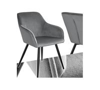 TECTAKE Chaise style scandinave rembourrée aspect velours gris/noir