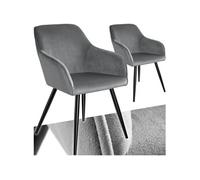 TECTAKE Chaise style scandinave rembourrée aspect velours Lot de 2 gris/noir