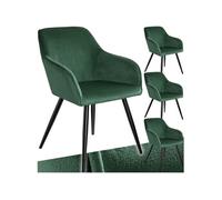 TECTAKE Chaise style scandinave rembourrée aspect velours Lot de 4 vert foncé/noir