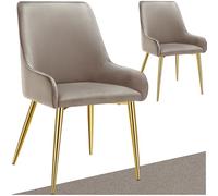 tectake® Lot de 2 Chaises de Salle à Manger rembourrées Modernes Chaise Velours Fauteuil Salon Chaise Scandinave Pieds en Acier Élégant avec Accoudoirs Chaise pour Coiffeuse, Chambre, Coiffeuse