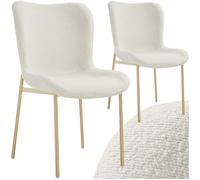 tectake® Chaises Salle à Manger rembourrées, Lot de 2, 54x62x90 cm, Bouclé