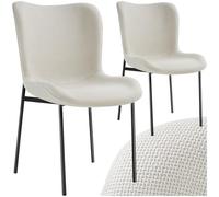 Chaises - TECTAKE - Lot de 2 fauteuils rembourrés TESSA avec revêtement en tissu et forme ergonomique - Noir/Blanc