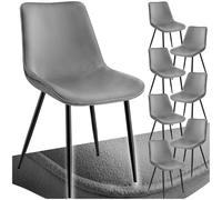 Chaise - TECTAKE - Lot de 8 fauteuils MONROE aspect velours et ergonomique pieds en acier noir 48 x 59 x 82 5 cm - Gris