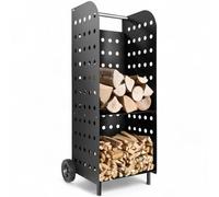 TecTake® Chariot à bois Chariot à roulettes Range-bûches intérieur Étagère pour bois de chauffage 53,5x41x112 cm Accessoires pour cheminée Rangement Bois interieur Range buche interieur
