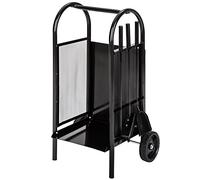 TecTake Chariot à Bois de Chauffage cheminée Panier avec Pelle, Balai et tisonnier