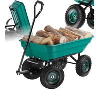 tectake® Chariot à roulettes Tout-Terrain Brouette Jardin 4 Roues avec Benne basculante Capacité Max. 120kg Chariot à roulettes de Jardin Jardinage Charette pour Transport Sable, Bois