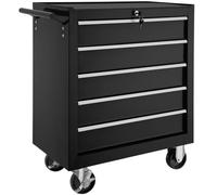 tectake® Chariot d'atelier Metallique Servante d'atelier Vide Trolley Professionnel 5 Tiroirs spacieux Verrouillables Chariot a Roulette pour Rangement Atelier Garage - Noir