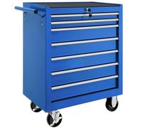 tectake® Chariot d'atelier Metallique Servante d'atelier Vide Trolley Professionnel 7 Tiroirs spacieux Verrouillables Chariot a Roulette pour Rangement Atelier Garage - Bleu
