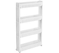 TecTake® Chariot de Rangement 4 Niveaux, 54 x 12 x 101 cm, Desserte à roulettes, Chariot Cuisine, Etagere Roulette, Desserte à roulettes Cuisine, Servante Salle de Bain, Étagère Salle de Bain, Blanc