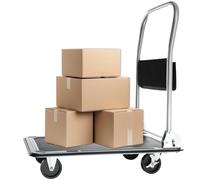 tectake® Chariot de Transport Plateforme à roulettes, Charge Max. 150kg, Chariot Pliable Atelier Garage Magasin Demenagement, 4 roulettes, 2 Freins, Poignée Pliable, Rangement Accessoires, Noir