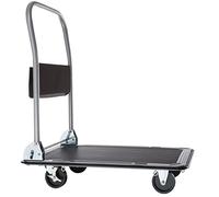 tectake® Chariot de Transport Plateforme à roulettes, Chariot Pliable Atelier Garage Magasin Demenagement, Charge Max. 150 kg, 2 Roues pivotantes et 2 Roues Fixes, Pliable par Commande au Pied, Noir