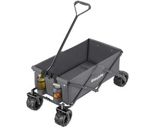 tectake® Chariot de Transport Pliable Tout-Terrain à roulettes - pour Jardin, Plage, Chien - Capacité Max. 80 kg - avec Sac de Rangement - pour Courses, Pêche, Camping, Festival