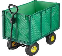 tectake® Chariot de Transport XXL Chariot à roulettes de Jardin Remorque à Main Charrette à Bras Capacité 544kg avec Parois latéraux rabattables & Bâche pour Bois de Chauffage Plage Pêche Camping