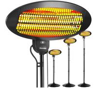 tectake® Chauffage électrique extérieur Infrarouge, 2 000 W, 3 Puissances | Montage mural possible, 650, 1300 et 2000 W, Réglable en hauteur, Inclinable, 50x50x136-213 cm, Dispositif anti-basculement