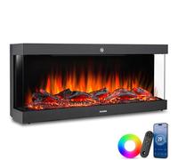 tectake® Cheminée électrique murale 91,4 x 24,5 x 38 cm, 2 niveaux de chauffage 900 et 1800W, Cheminee electrique Effet flamme, Télécommande, application mobile et panneau tactile, Cheminée electrique